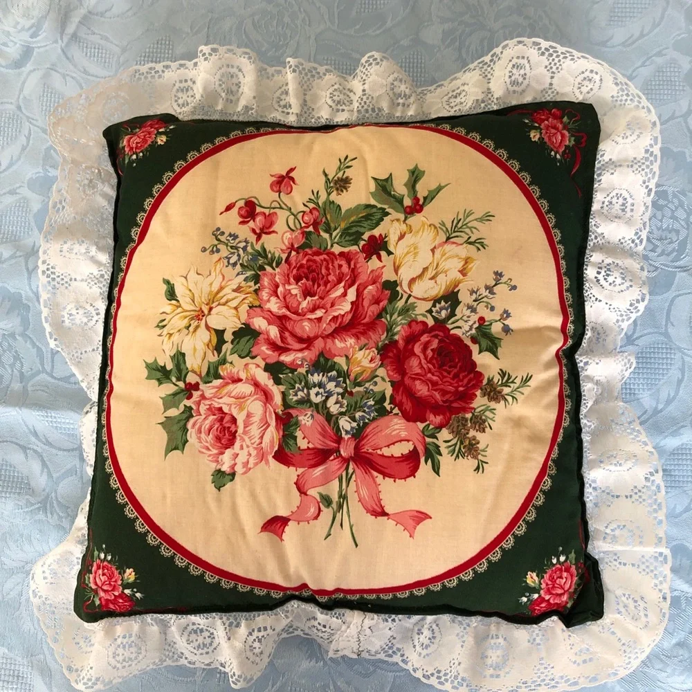 Decorative Floral Christmas Pillow
